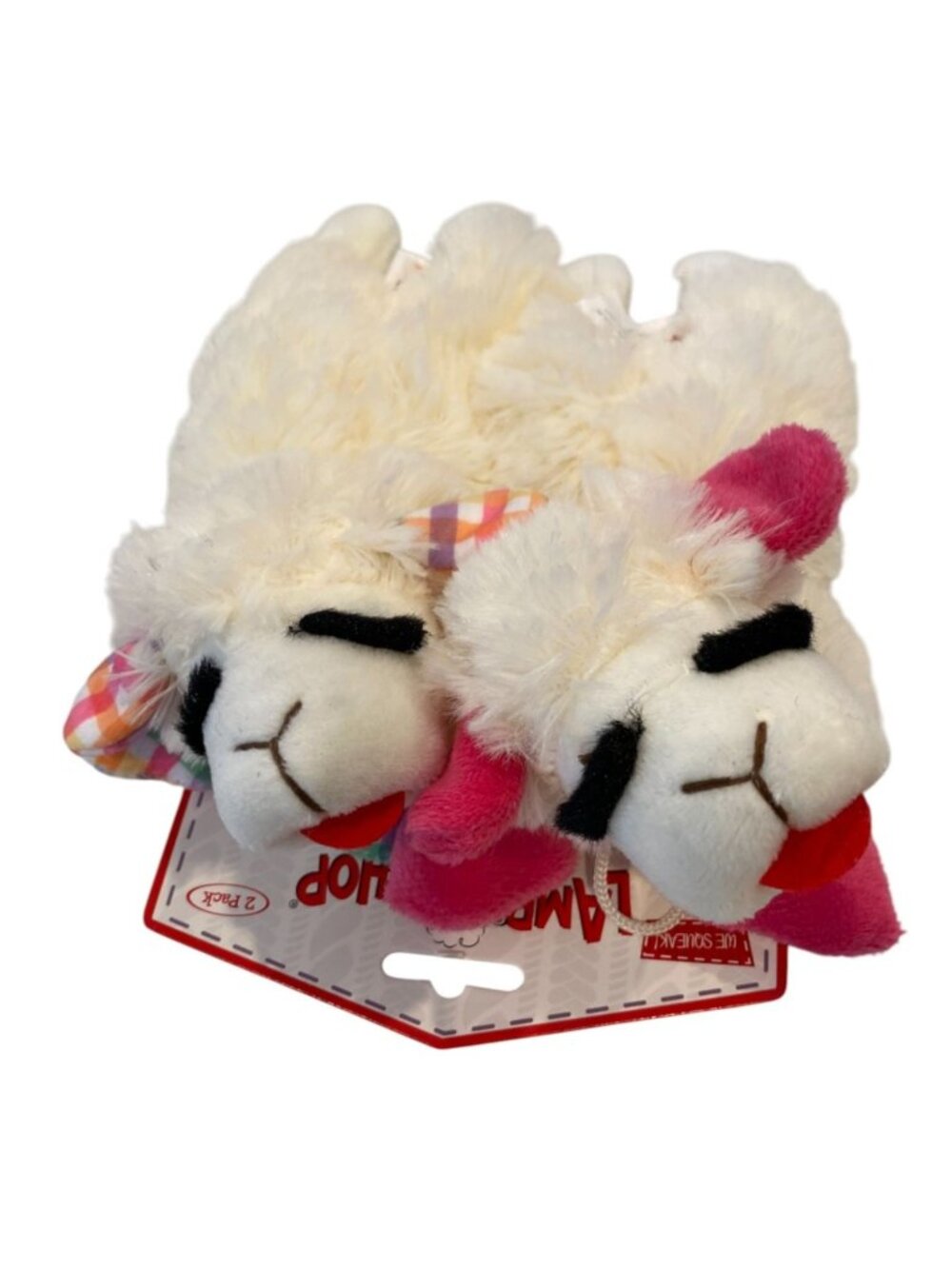 Lamb Chop Spring Plaid Paws Ears Plush Dog Toys Set of 2 Squeak